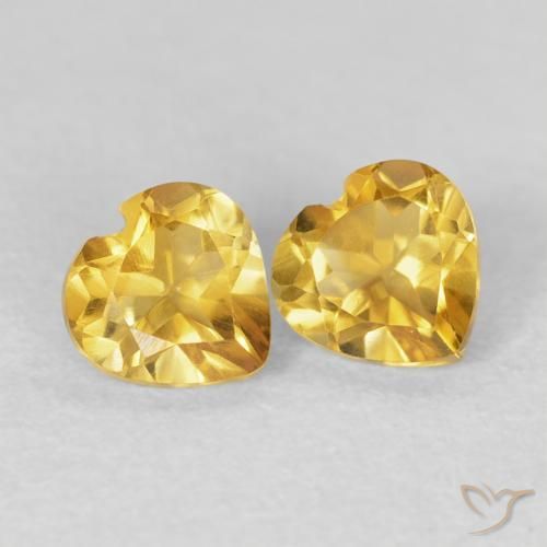 Gemas de Citrino Dorado natural de 0.88 ct, Corazón, VVS-VS