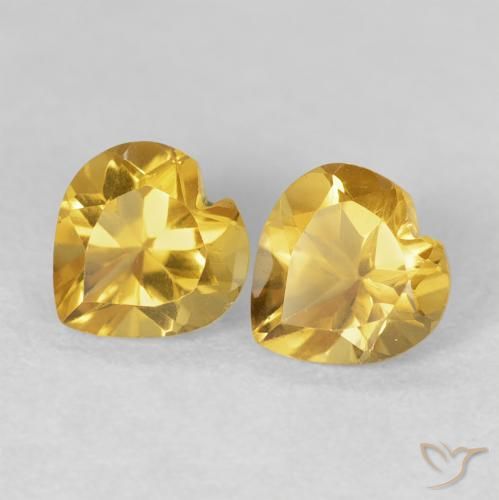 Gemas de Citrino Dorado intenso natural de 1.52 ct, Corazón, VVS-VS