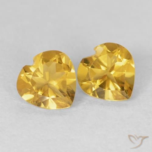 Gemas de Citrino Dorado medio natural de 1.42 ct, Corazón, VVS-VS