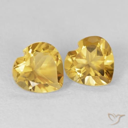Gemas de Citrino Dorado intenso natural de 1.45 ct, Corazón, VVS-VS