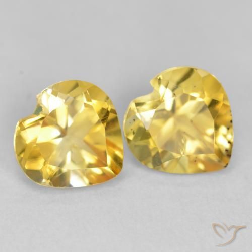 Gemas de Citrino Dorado claro natural de 1.40 ct, Corazón, VS