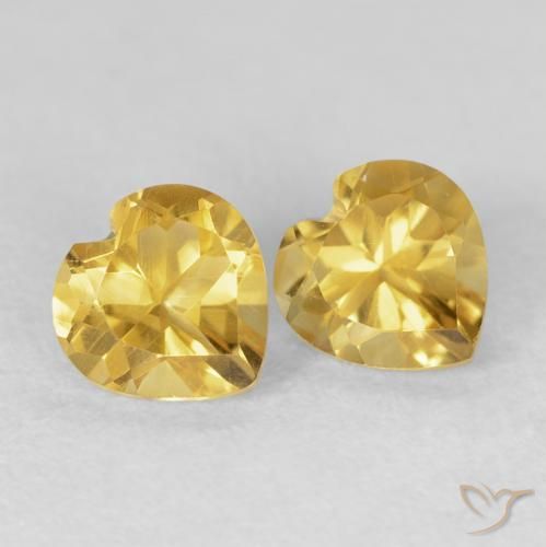 Gemas de Citrino Dorado natural de 1.47 ct, Corazón, VVS-VS
