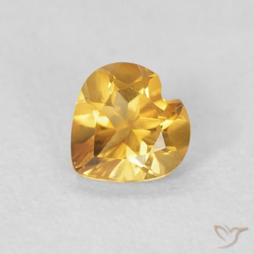 0.38ct Natural Naranja dorado Citrino, Corazón, VVS
