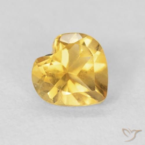 Citrino Dorado intenso natural de 0.72 ct, Corazón, VVS-VS