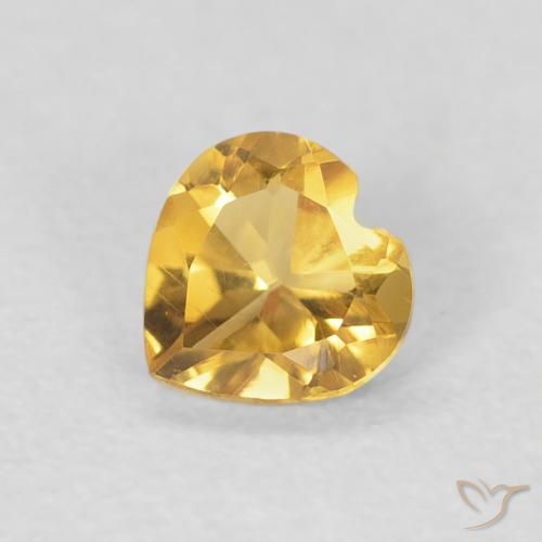 0.35ct Natural Dorado medio Citrino, Corazón, VVS-VS