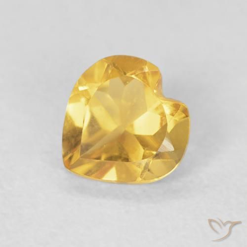 0.61ct Natural Dorado medio Citrino, Corazón, VVS-VS