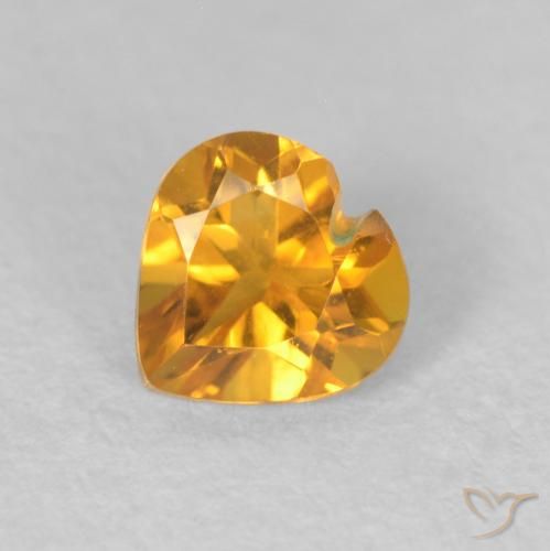 0.43ct Natural Medium Light Orange-Gold Citrino, Corazón, VVS
