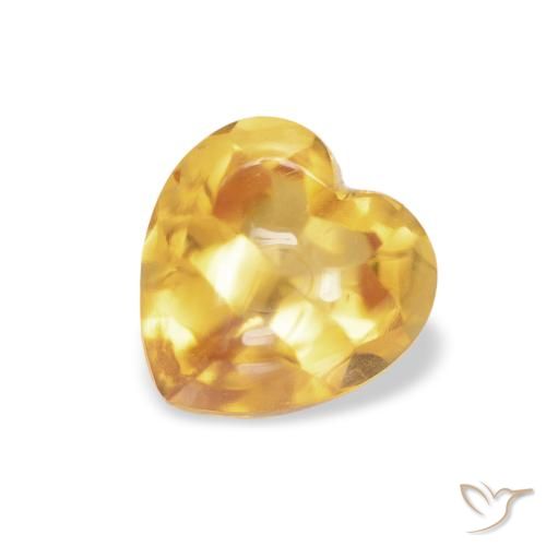 0.90ct Natural Dorado medio Citrino, Corazón, Transparente