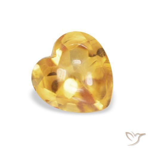 Citrino Dorado medio natural de 0.90 ct, Corazón, Transparente