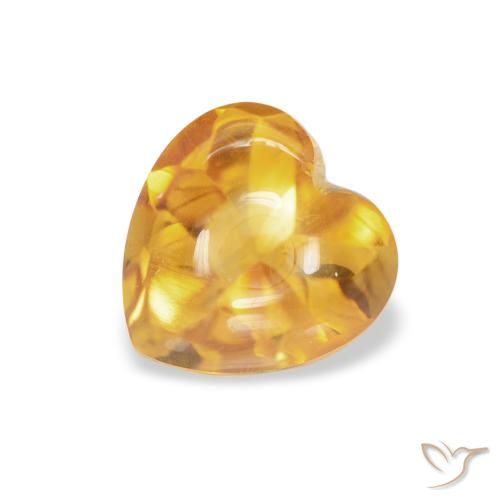 1.00ct Natural Medium Light Orange-Gold Citrino, Corazón, Transparente