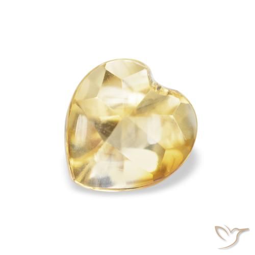 0.75ct Natural Dorado claro Citrino, Corazón, Transparente