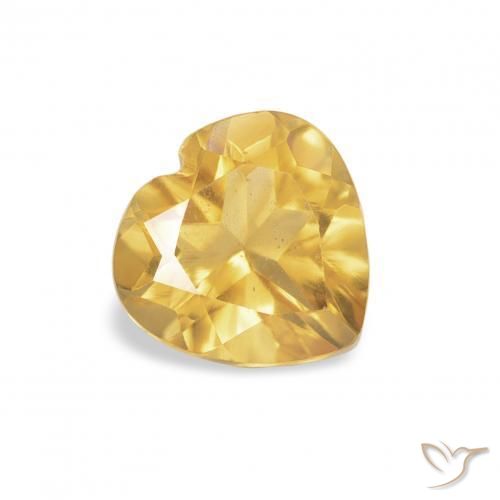 Citrino Dorado medio natural de 0.73 ct, Corazón, Transparente