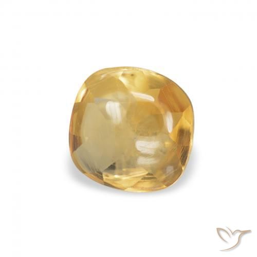 Citrino Dorado medio natural de 0.45 ct, Forma Cojín, Transparente