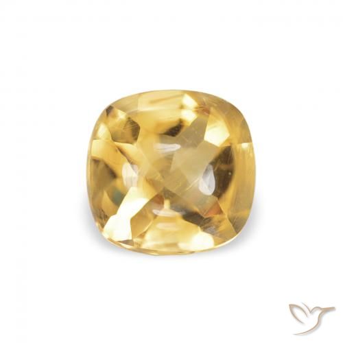 0.57ct Natural Dorado Citrino, Forma Cojín, Transparente