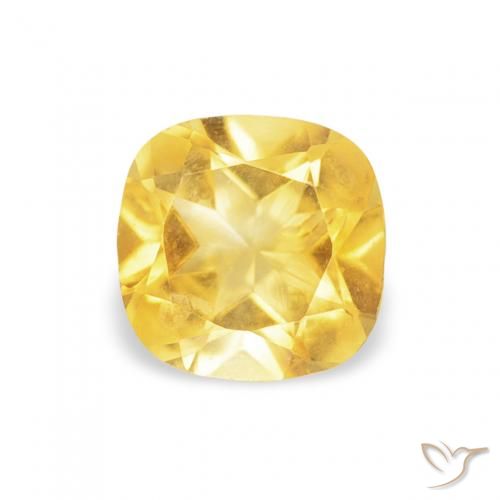 0.50ct Natural Amarillo toscana Citrino, Forma Cojín, VS