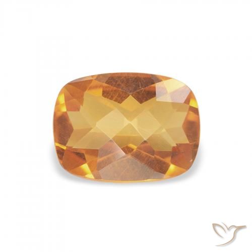 Citrino Dorado naranja intenso natural de 1.15 ct, Forma Cojín, VVS