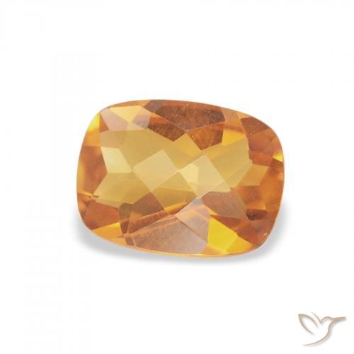 Citrino Dorado naranja intenso natural de 1.15 ct, Forma Cojín, VVS