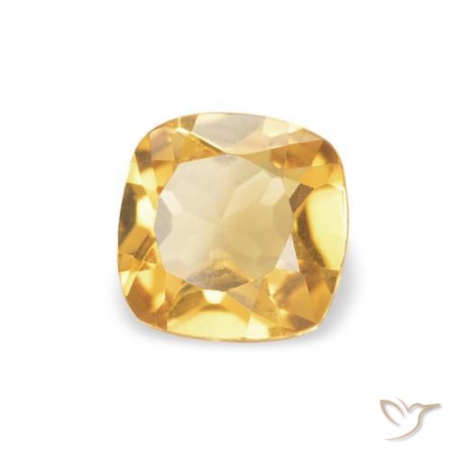Citrino Dorado medio natural de 0.40 ct, Forma Cojín, VVS