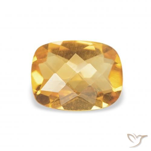 1.00ct Natural Medium Light Orange-Gold Citrino, Forma Cojín, VVS