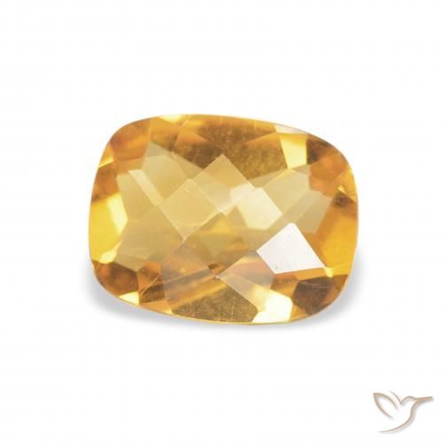 Citrino Medium Light Orange-Gold natural de 1.00 ct, Forma Cojín, VVS