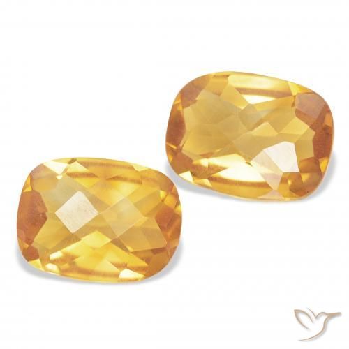 Gemas de Citrino Dorado claro natural de 2.23 ct, Forma Cojín, VS