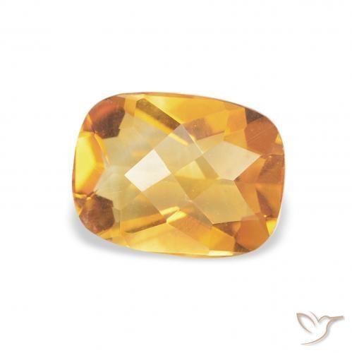 Citrino Medium Light Orange-Gold natural de 1.10 ct, Forma Cojín, VVS-VS