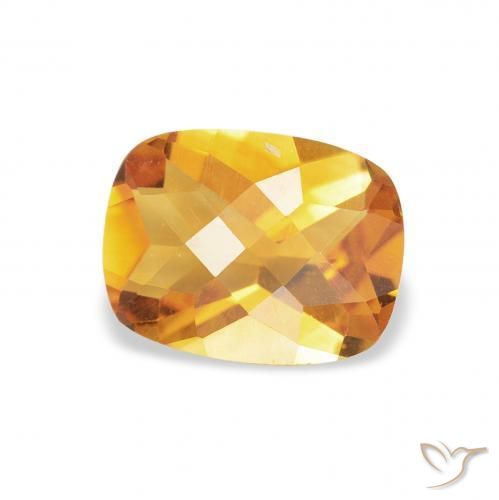 Citrino Naranja dorado intenso natural de 1.04 ct, Forma Cojín, VS