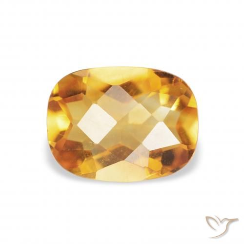 1.15ct Natural Naranja dorado Citrino, Forma Cojín, VS