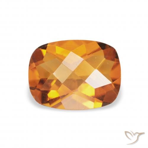 1.16ct Natural Naranja terroso Citrino, Forma Cojín, VVS