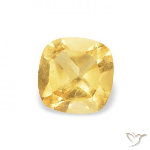 Citrino Dorado medio natural de 0.55 ct, Forma Cojín, VS