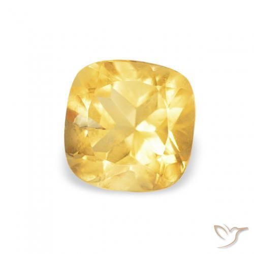 Citrino Dorado medio natural de 0.52 ct, Forma Cojín, VS