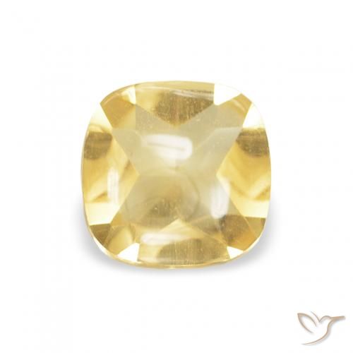 0.46ct Natural Amarillo-dorado claro Citrino, Forma Cojín, Transparente