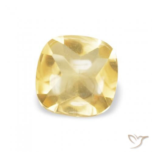Citrino Amarillo-dorado claro natural de 0.46 ct, Forma Cojín, Transparente