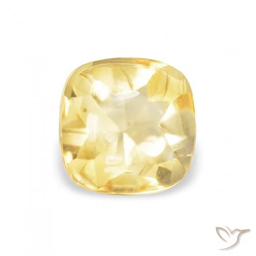 0.66ct Natural Amarillo-dorado claro Citrino, Forma Cojín, Transparente