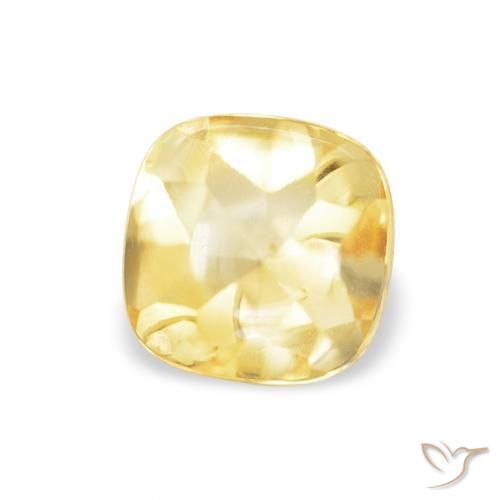 Citrino Amarillo-dorado claro natural de 0.66 ct, Forma Cojín, Transparente