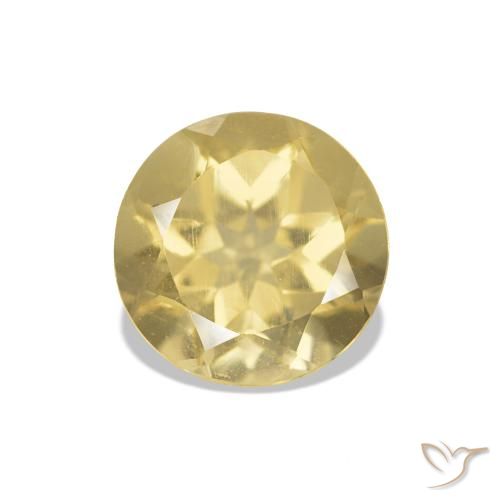 Citrino Amarillo-dorado claro natural de 1.23 ct, Corte Redondo, VVS-VS