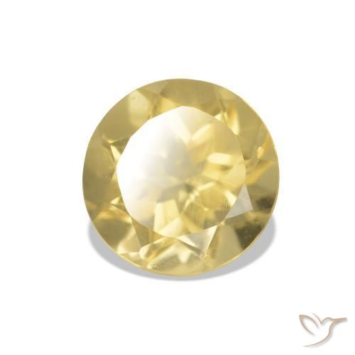 Citrino Amarillo-dorado claro natural de 1.23 ct, Corte Redondo, VVS-VS