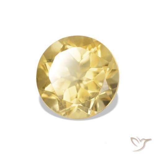 Citrino Amarillo claro natural de 1.18 ct, Corte Redondo, VVS-VS