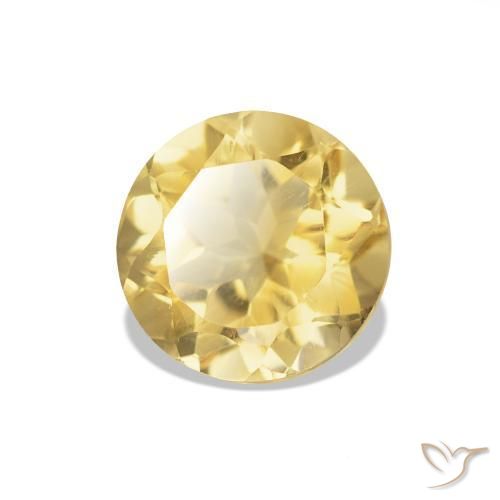 Citrino amarillo natural de 1,16 ct, corte redondo, VVS-VS