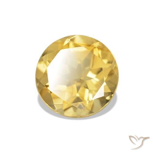 Citrino Amarillo-dorado claro natural de 1.20 ct, Corte Redondo, VVS-VS