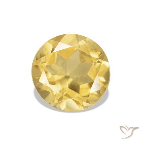 Citrino Amarillo claro natural de 1.22 ct, Corte Redondo, VVS-VS