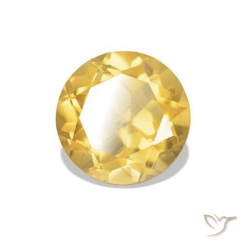 Citrino Dorado claro natural de 1.27 ct, Corte Redondo, VVS-VS