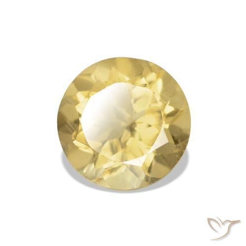 Citrino Amarillo-dorado claro natural de 1.21 ct, Corte Redondo, VS