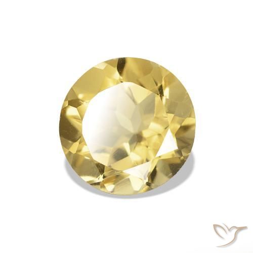 Citrino Amarillo-dorado claro natural de 1.08 ct, Corte Redondo, VVS-VS