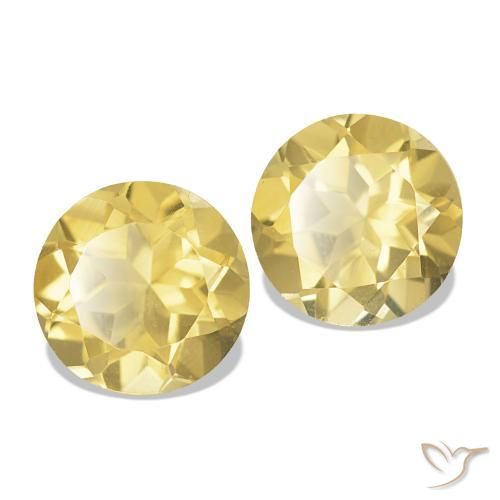 Gemas de Citrino Amarillo-dorado claro natural de 2.40 ct, Corte Redondo, VVS