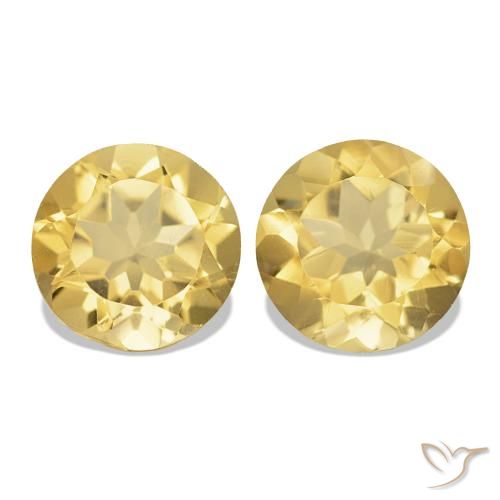 Gemas de Citrino Amarillo-dorado claro natural de 2.29 ct, Corte Redondo, VVS-VS