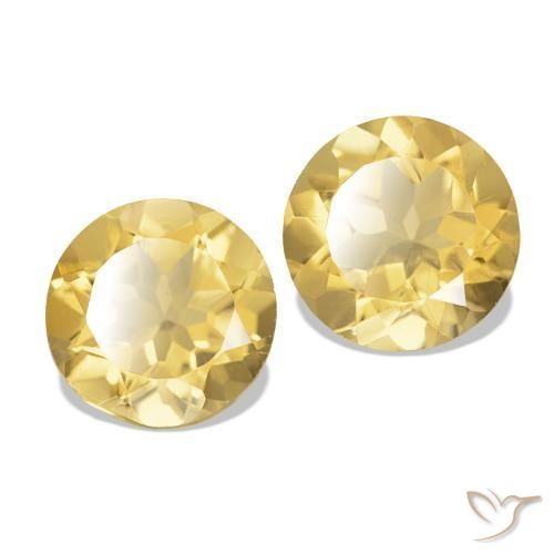 Gemas de Citrino Amarillo-dorado claro natural de 2.29 ct, Corte Redondo, VVS-VS