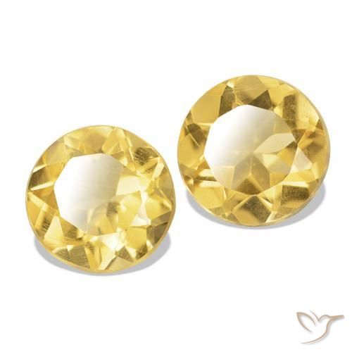 Gemas de Citrino Amarillo-dorado claro natural de 1.99 ct, Corte Redondo, VS