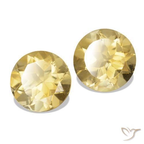 Gemas de Citrino Amarillo-dorado claro natural de 2.51 ct, Corte Redondo, VVS-VS