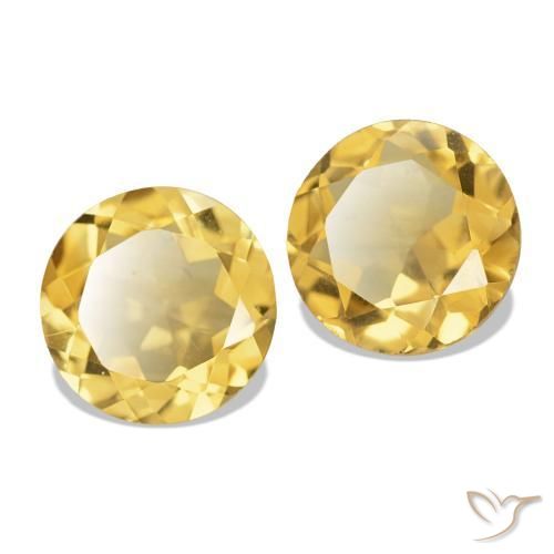 Gemas de Citrino Dorado claro natural de 2.29 ct, Corte Redondo, VS
